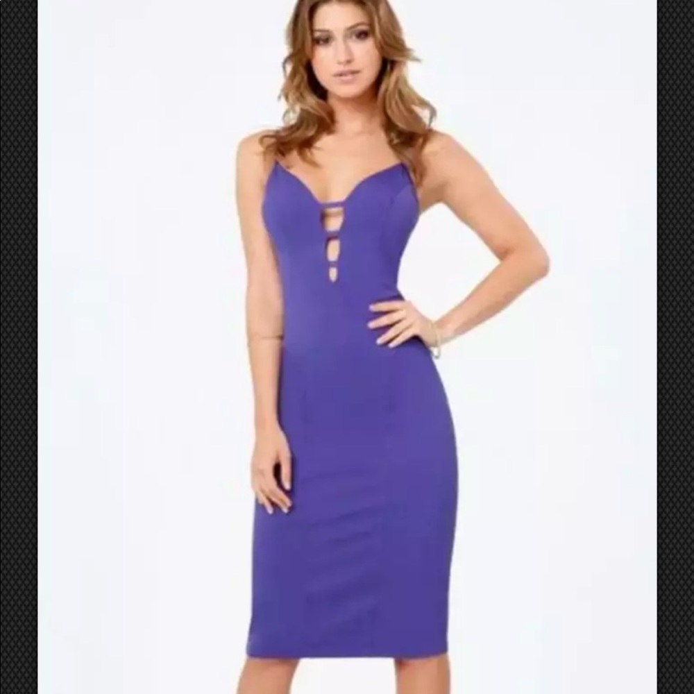 Bebe violet v neck plunge club/party dress 12/L